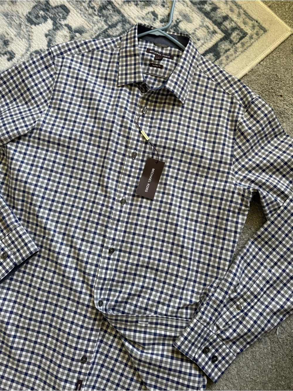 Michael Kors NWTs Shirt Button Down 100% Cotton Tailored Fit  Size Large